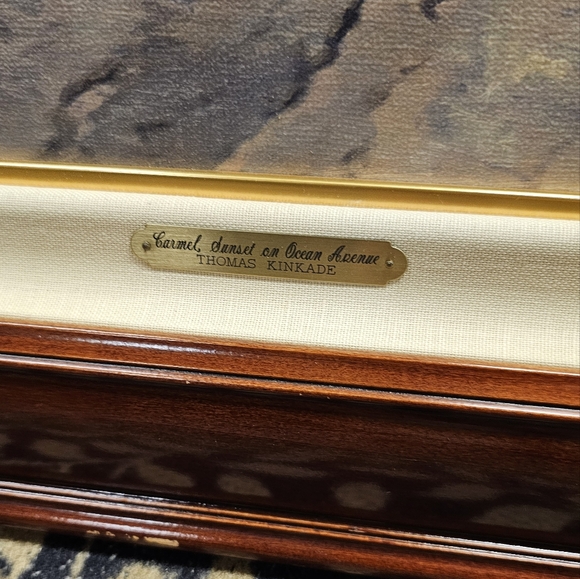 STUNNING THOMAS KINKADE CARMEL SUNSET on the ocean painting - Picture 5 of 16